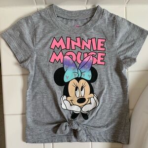 Disney Minnie knotted gray t-shirt sparkly letters and hearts size 5T